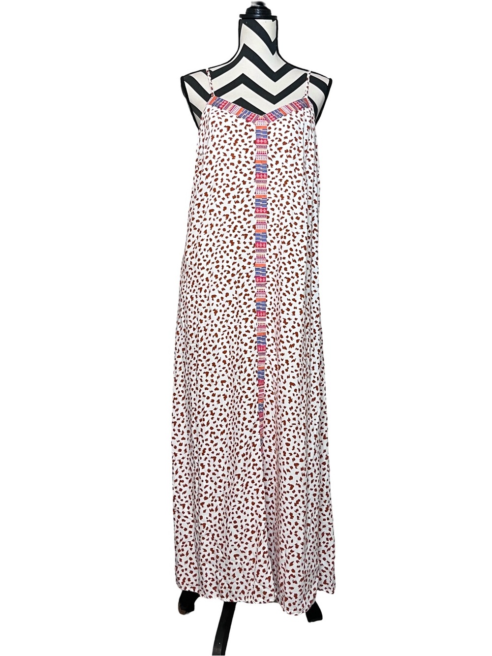 Savanna Jane Boho Aztec Embroidered Southwestern Maxi Dress Sz L